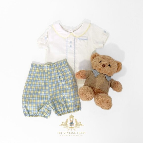 The Vintage Teddy Other - NWT Handsome Boys Matching Set Shirt & Bubble Shorts 2 Piece Kids Outfit 18-24M